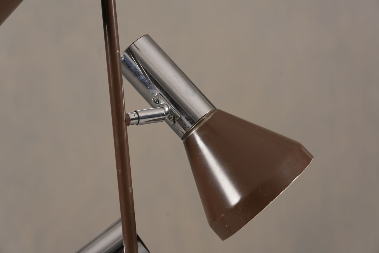 Vintage brown 3 bulbs floor lamp, Germany 1970s