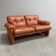 Cognac leather Coronado 2 seat sofa by B&B Italia, Italy 1960s
