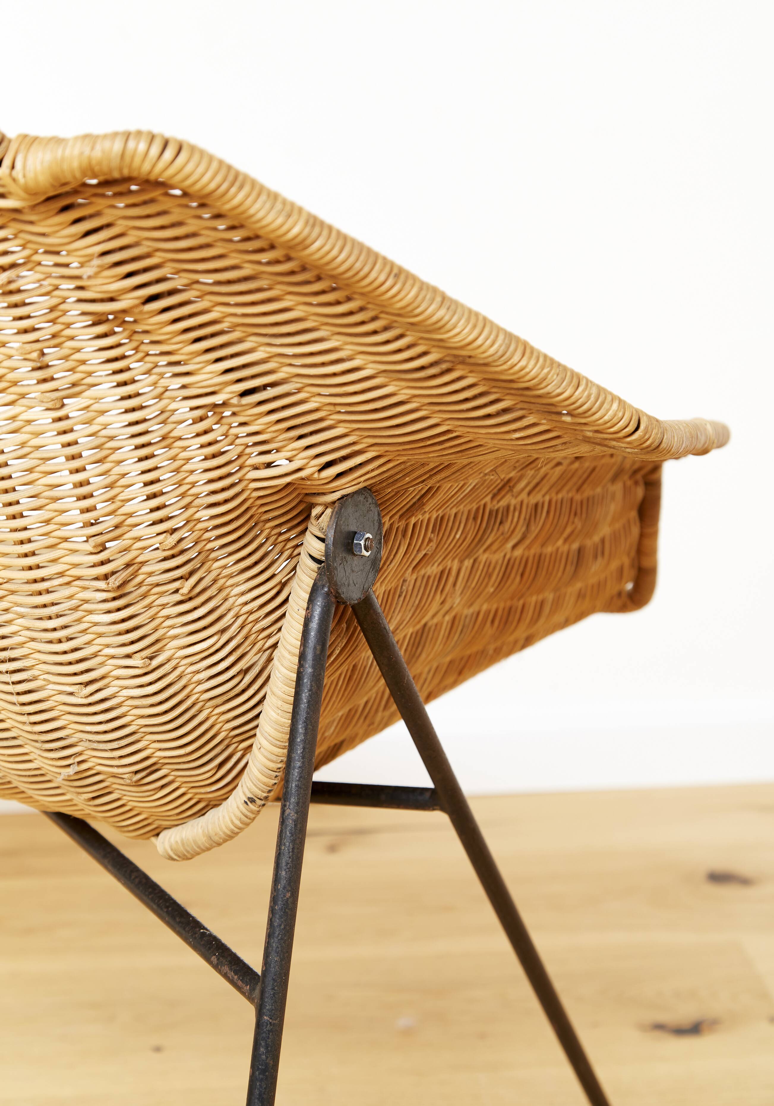 Mid-Century Rattan Lounge Chair