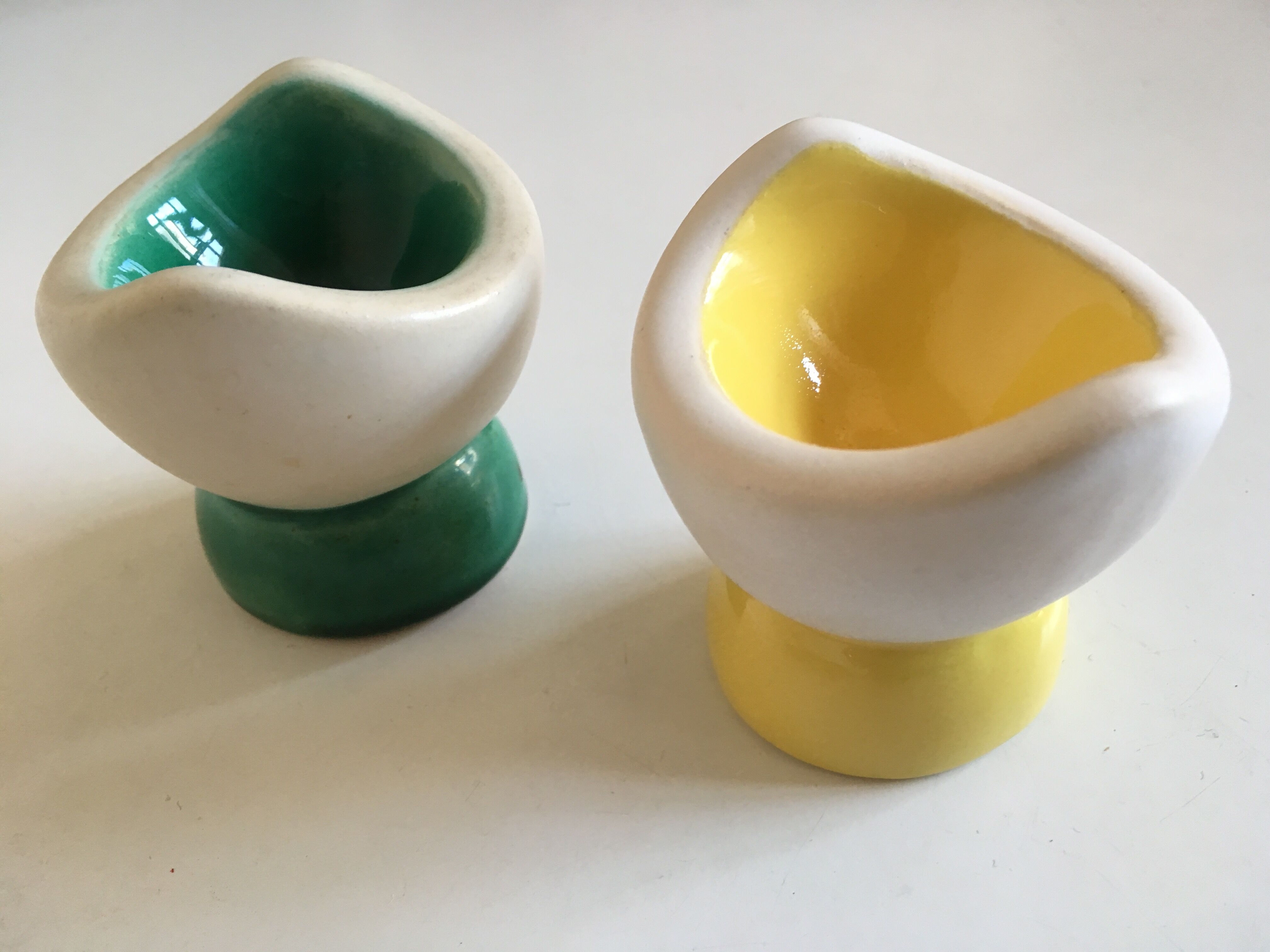 Pair of egg cups modernists workshop ceramic 50