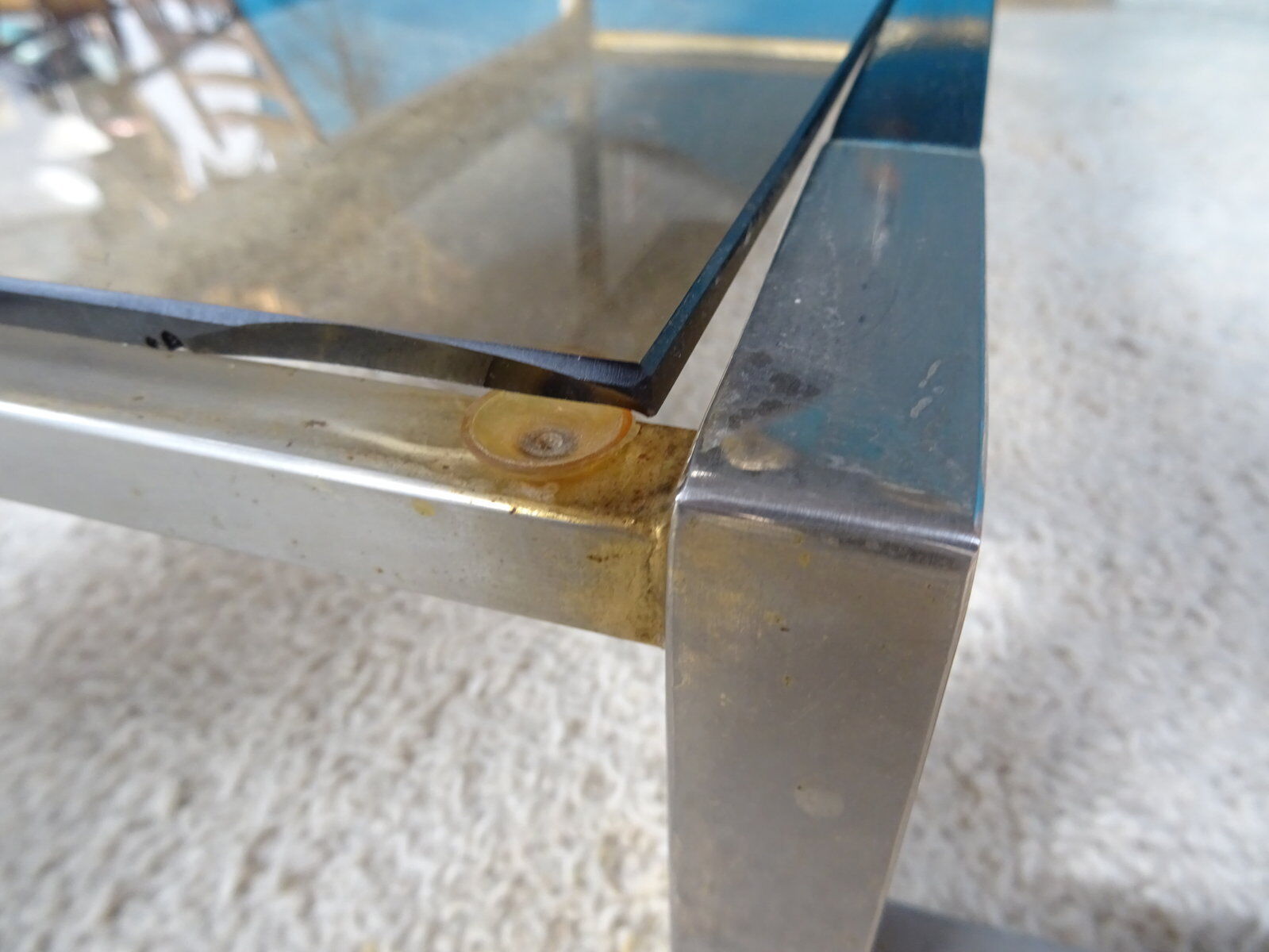 Coffee table metal smoked glasses