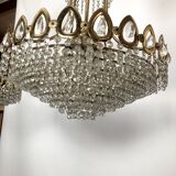 Sciolari, set of two gild and Cristal chandeliers from 70s