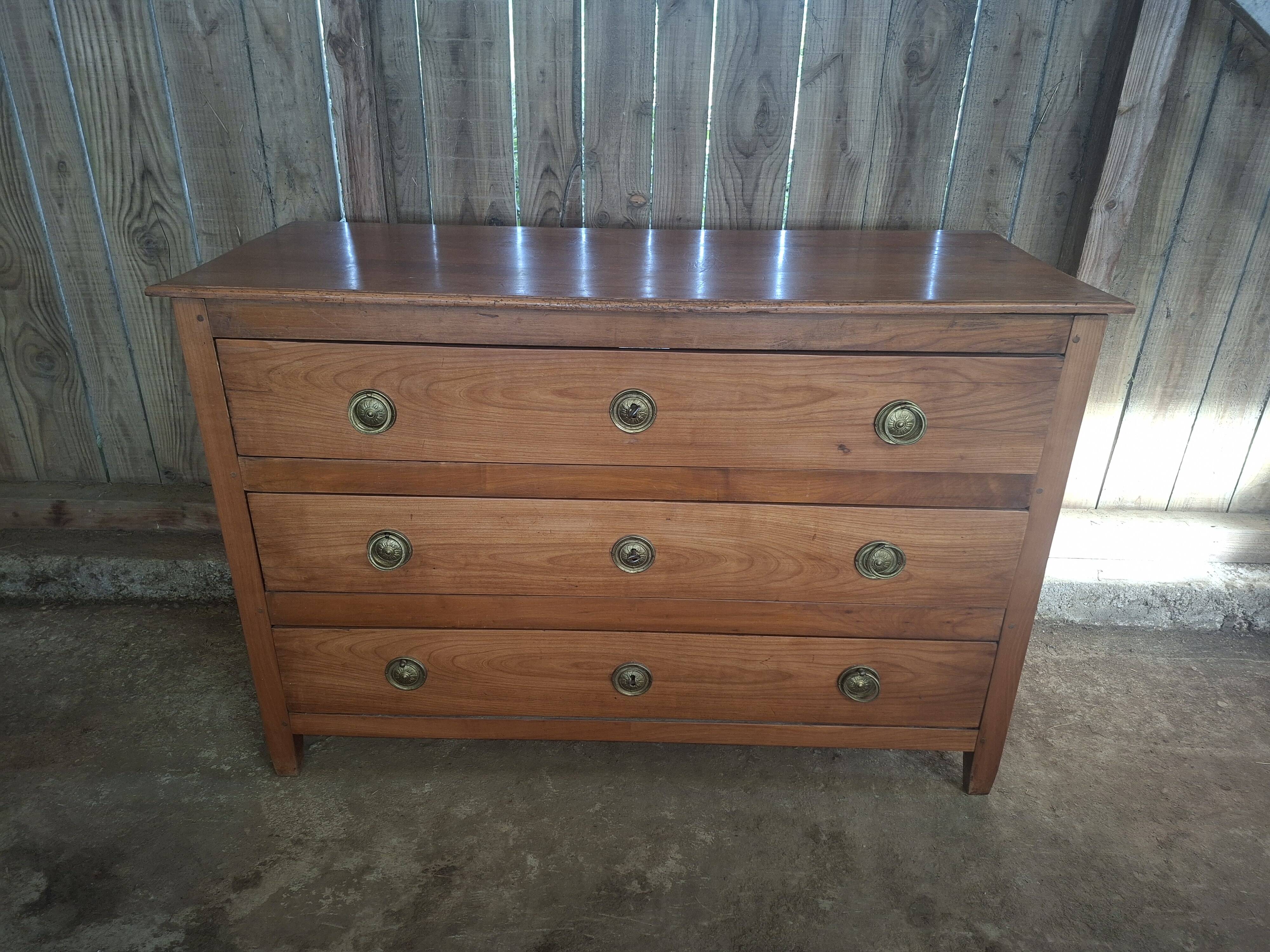 Louis XVI period commode in solid cherry wood (ombp)