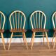Retro Blonde Ercol Model 383 Dining Table & Four Model 370 Windsor Kitchen Dining Chairs
