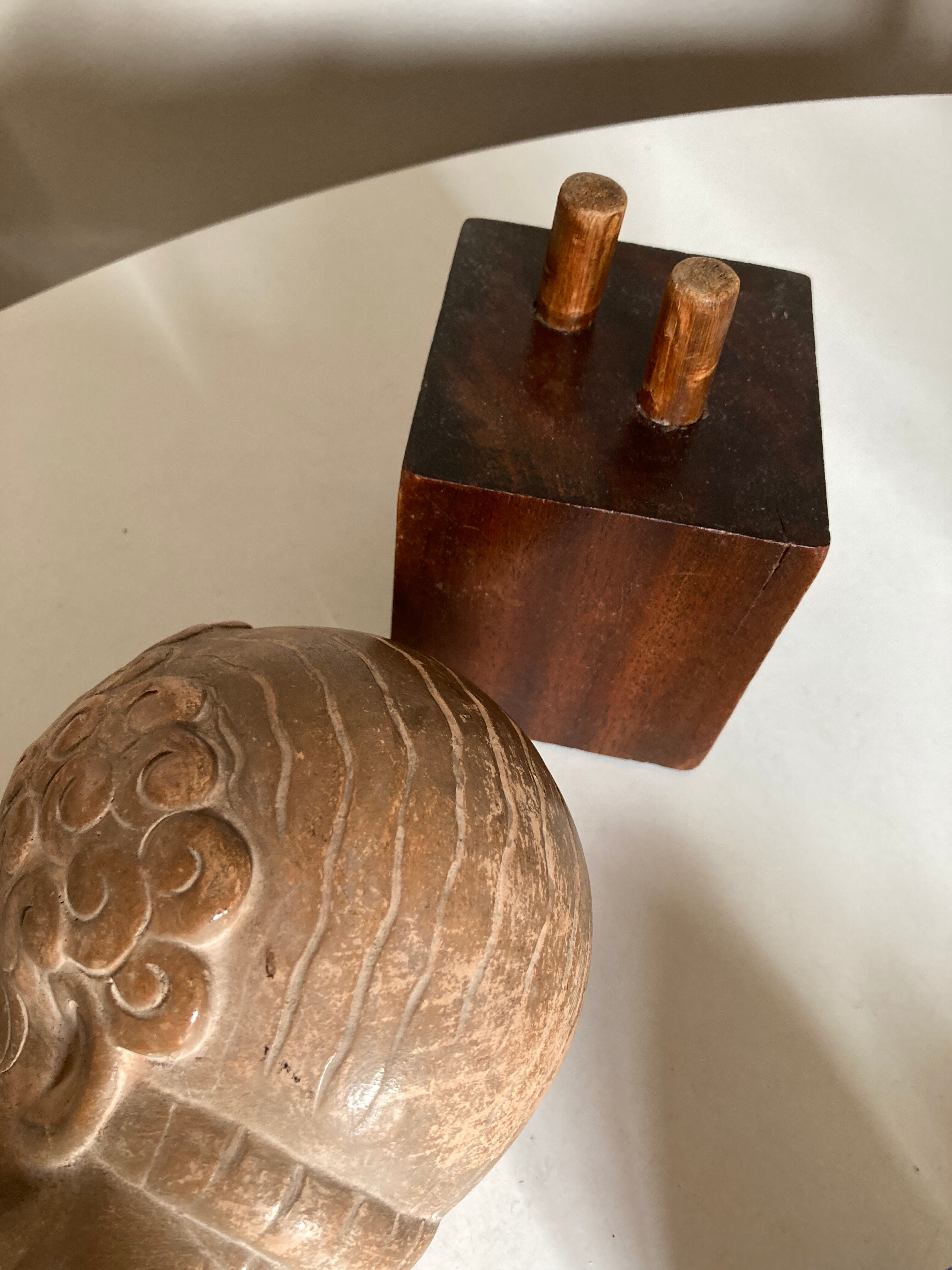Child's head in terracotta 1920 wooden base