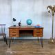 Bureau scandinave en teck avec piétement eiffel métal noir  1950 1960