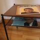Black metal turntable table