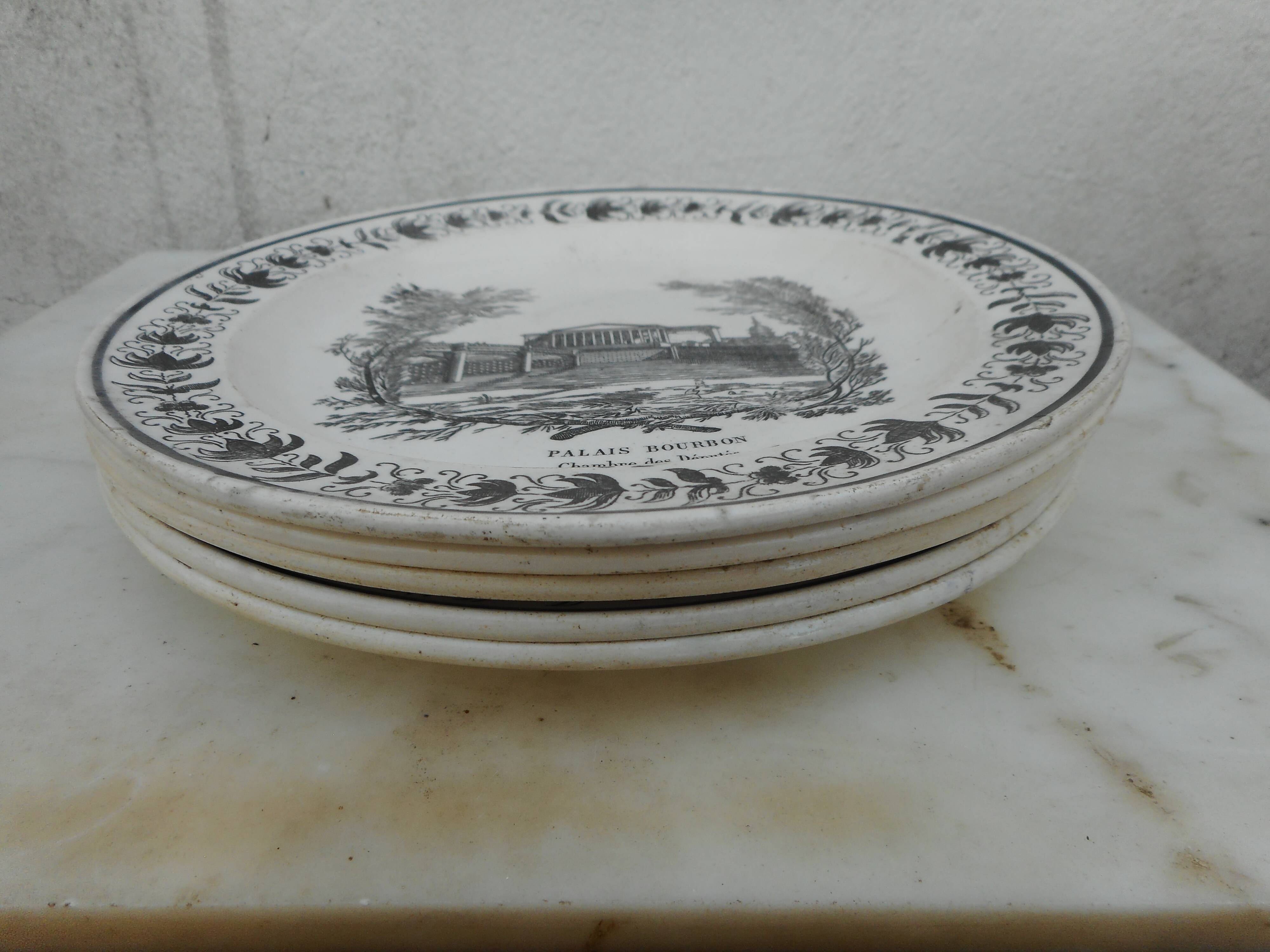 Lot of 5 earthenware plates of Montreau