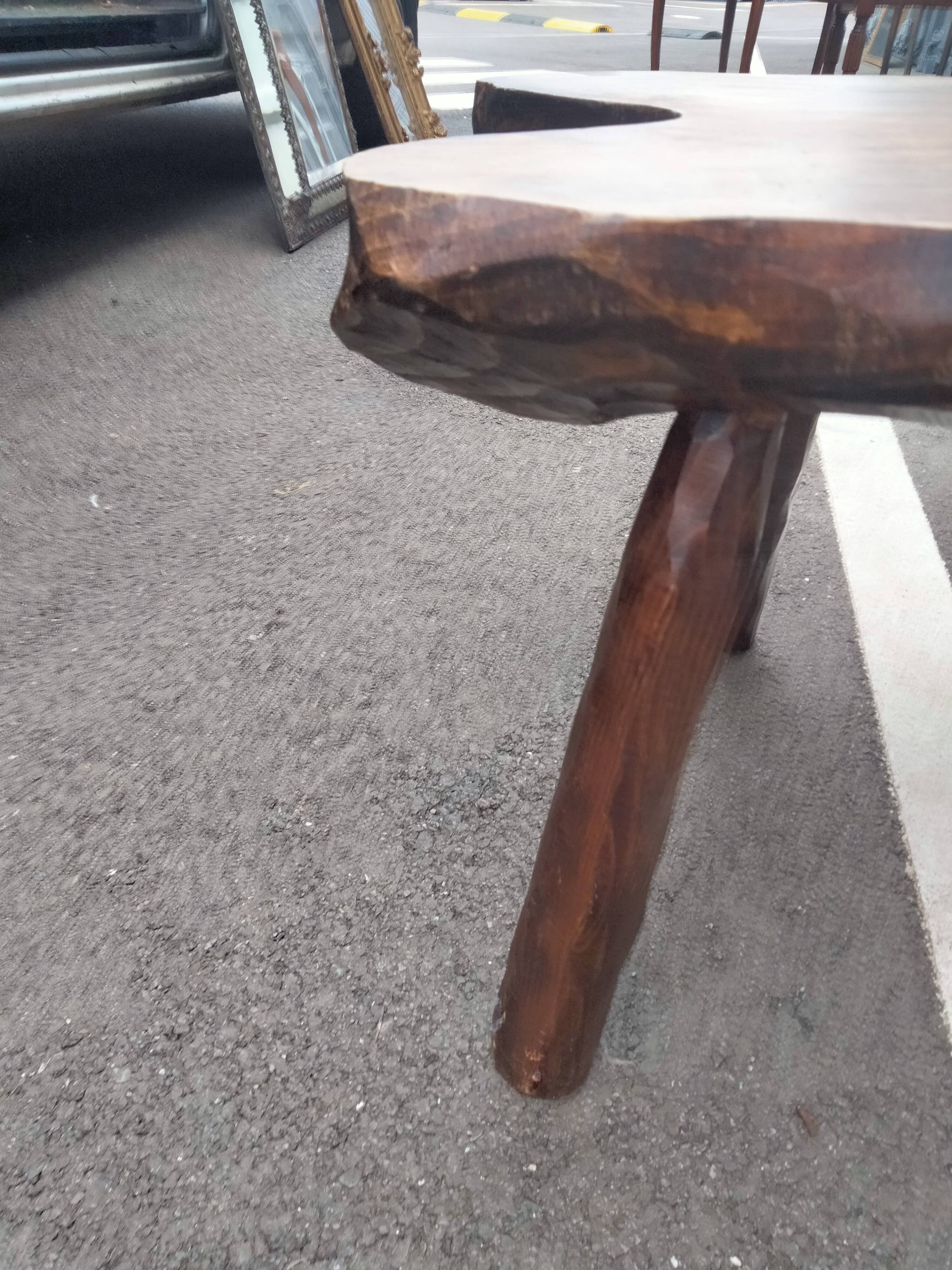 Old wooden side table vintage tree trunk décor