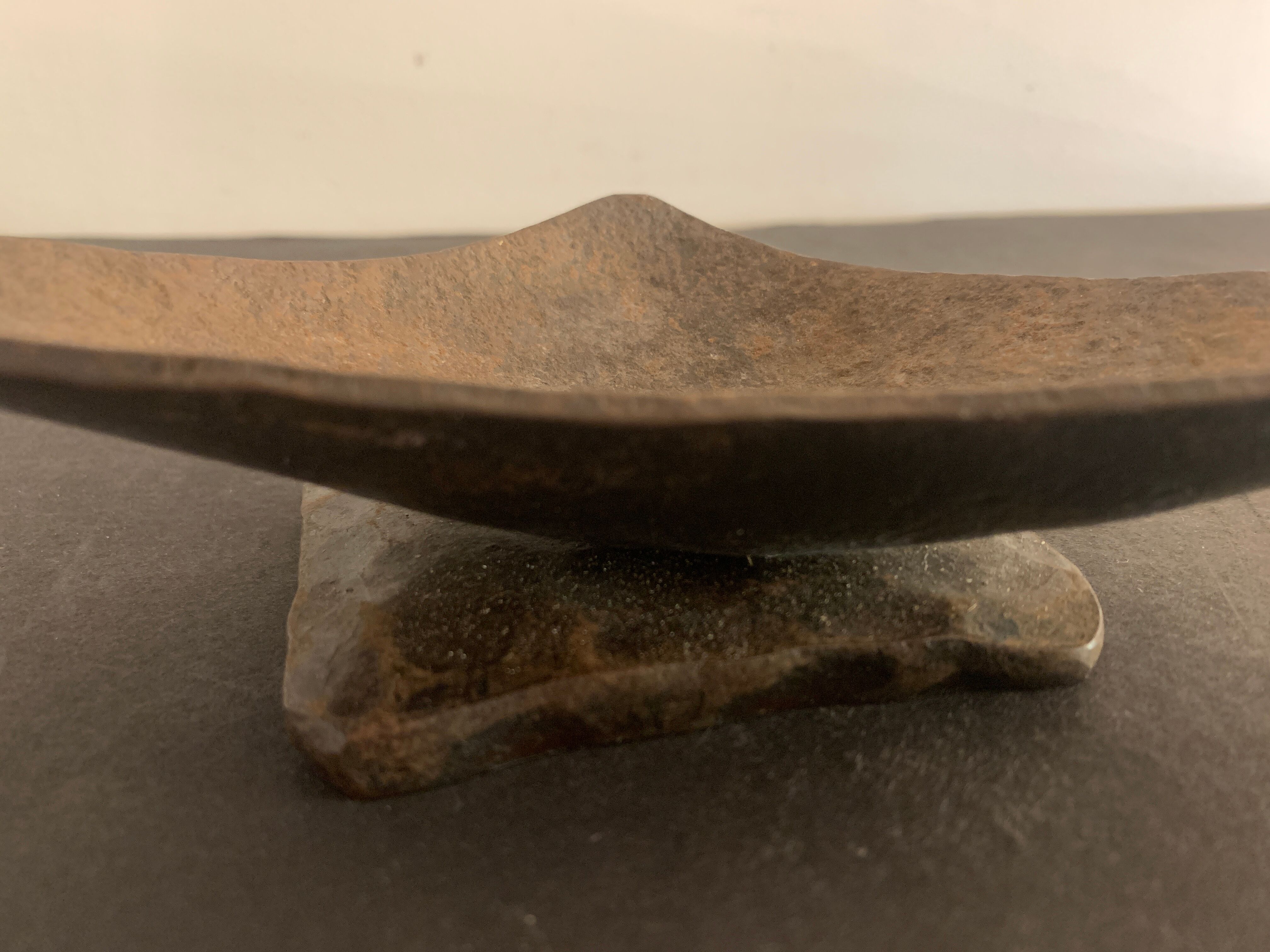 Brutalist metal ashtray or empty pocket signed R. Roux, 1950