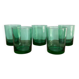 5 vintage emerald green glasses