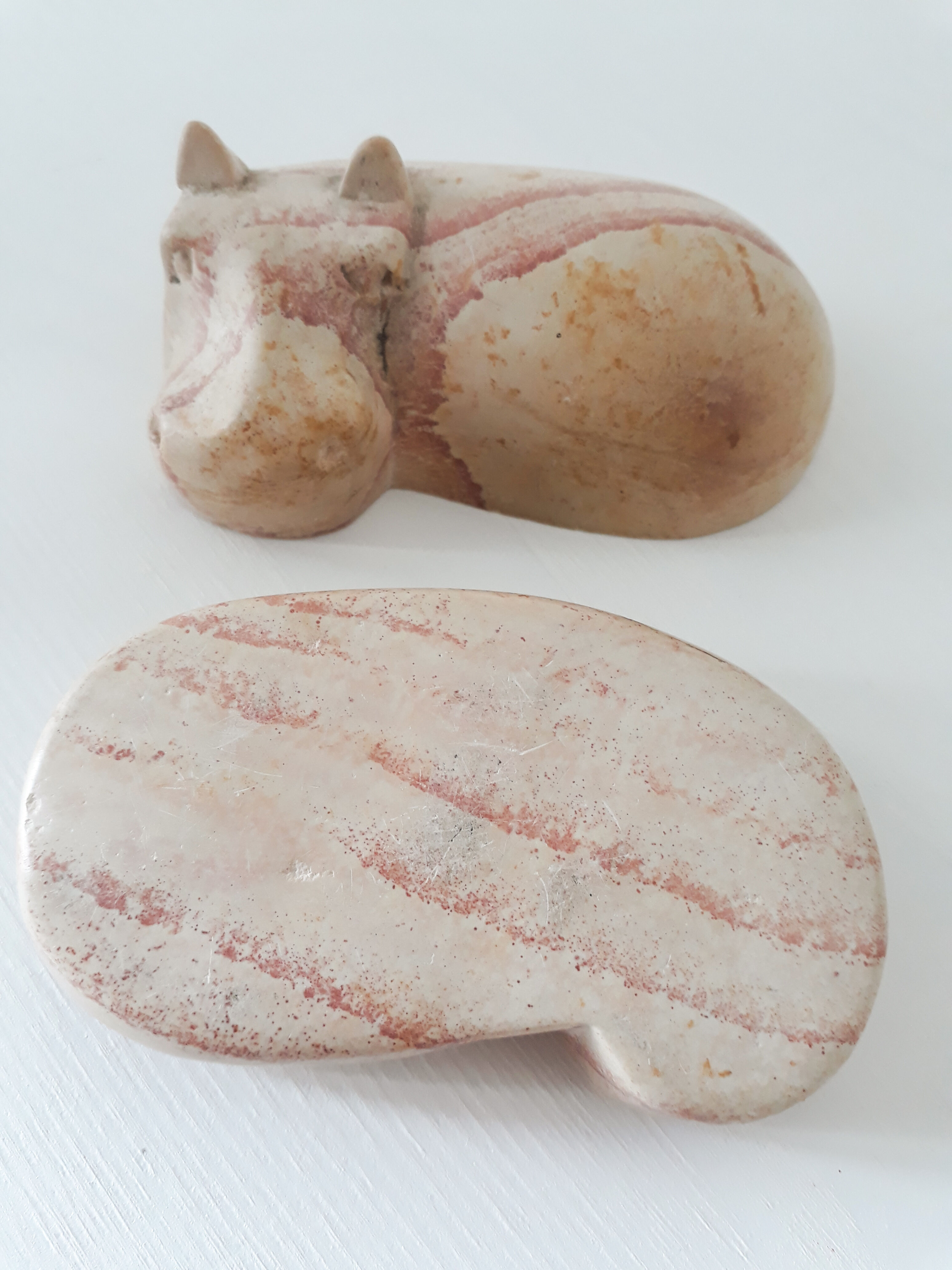 Stone box in the shape of a hippopotamus