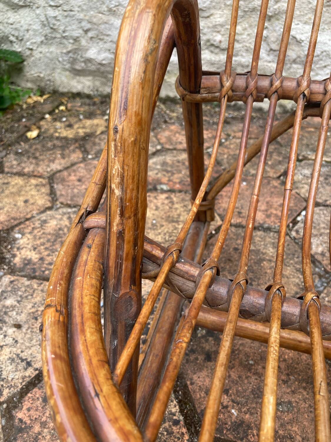 Vintage rattan children's armchair