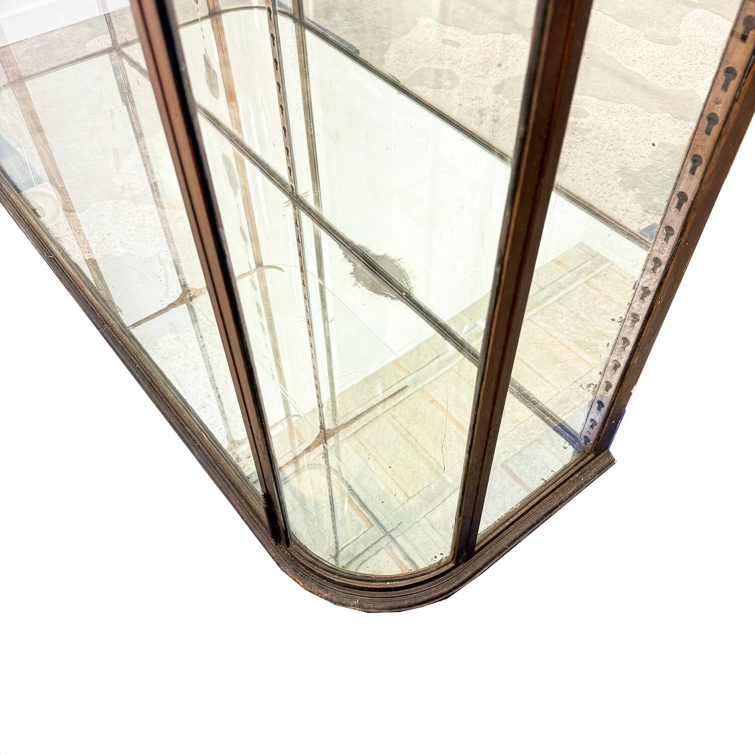 Large Antique Museum Display Cabinet with Curved Glass