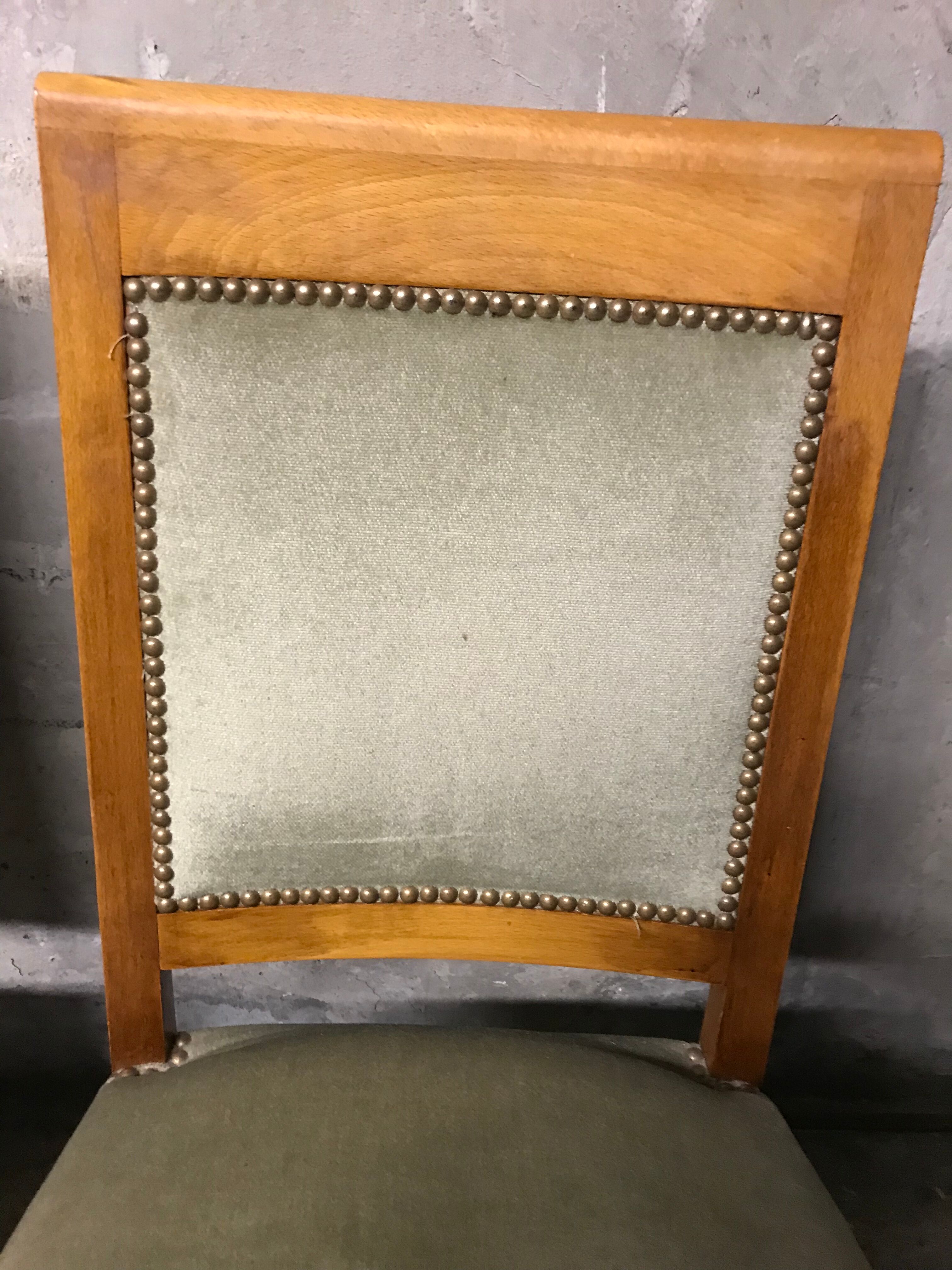 Set of 4 chairs Board Green Velvet