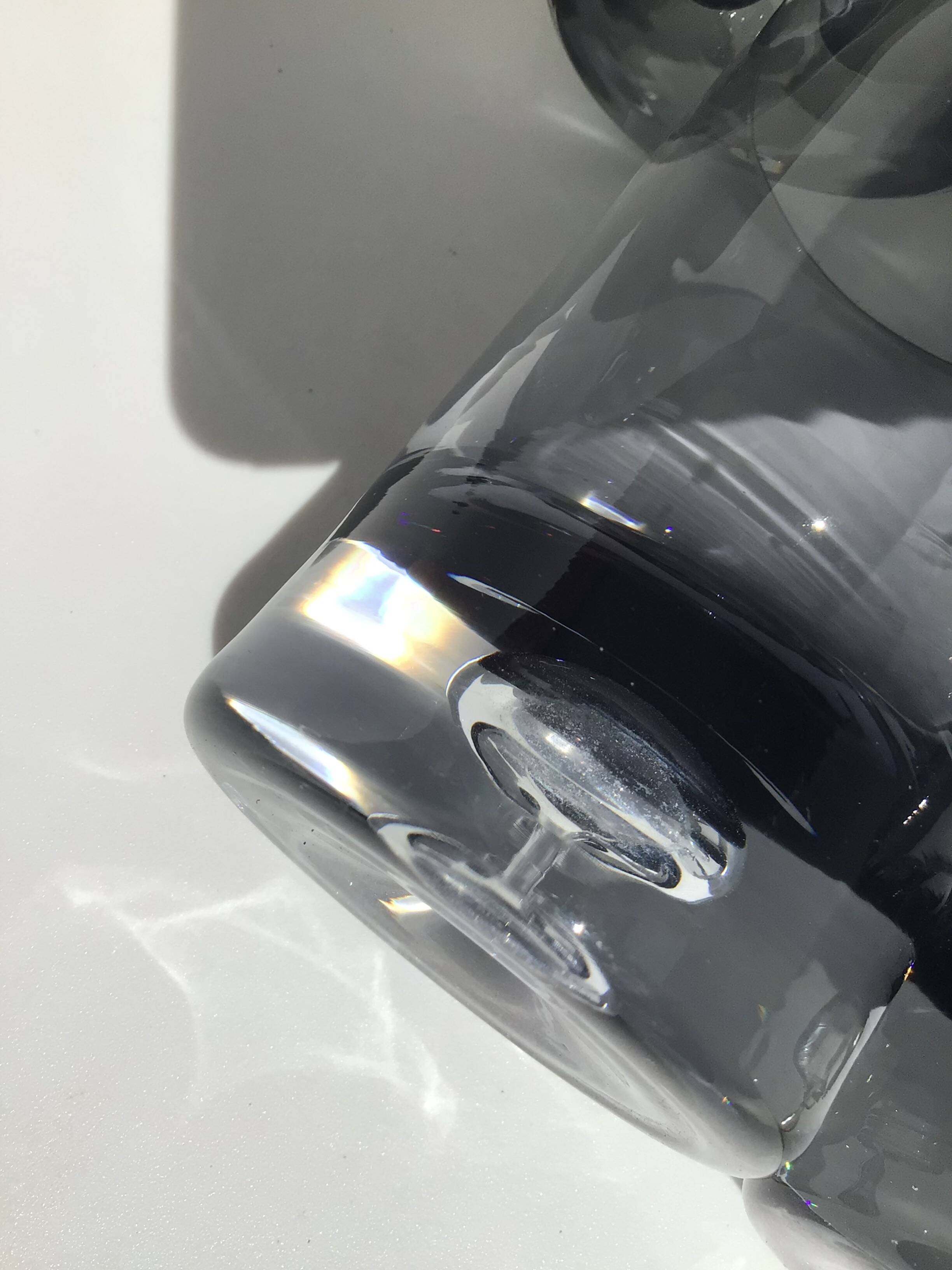 5 70's large bubble black smoked whiskey glasses