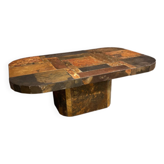 Vintage coffee table, slate in bronze and copper colours, 1960s/70s