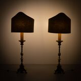 Grands chandeliers d'autel en laiton hollandais du XVIIIe siècle. Lampadaires.