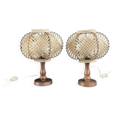 Pair of vintage lamps with stretched wire shades