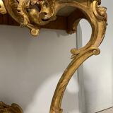 Console style louis xv, bois dorée et marbre, xixème siècle