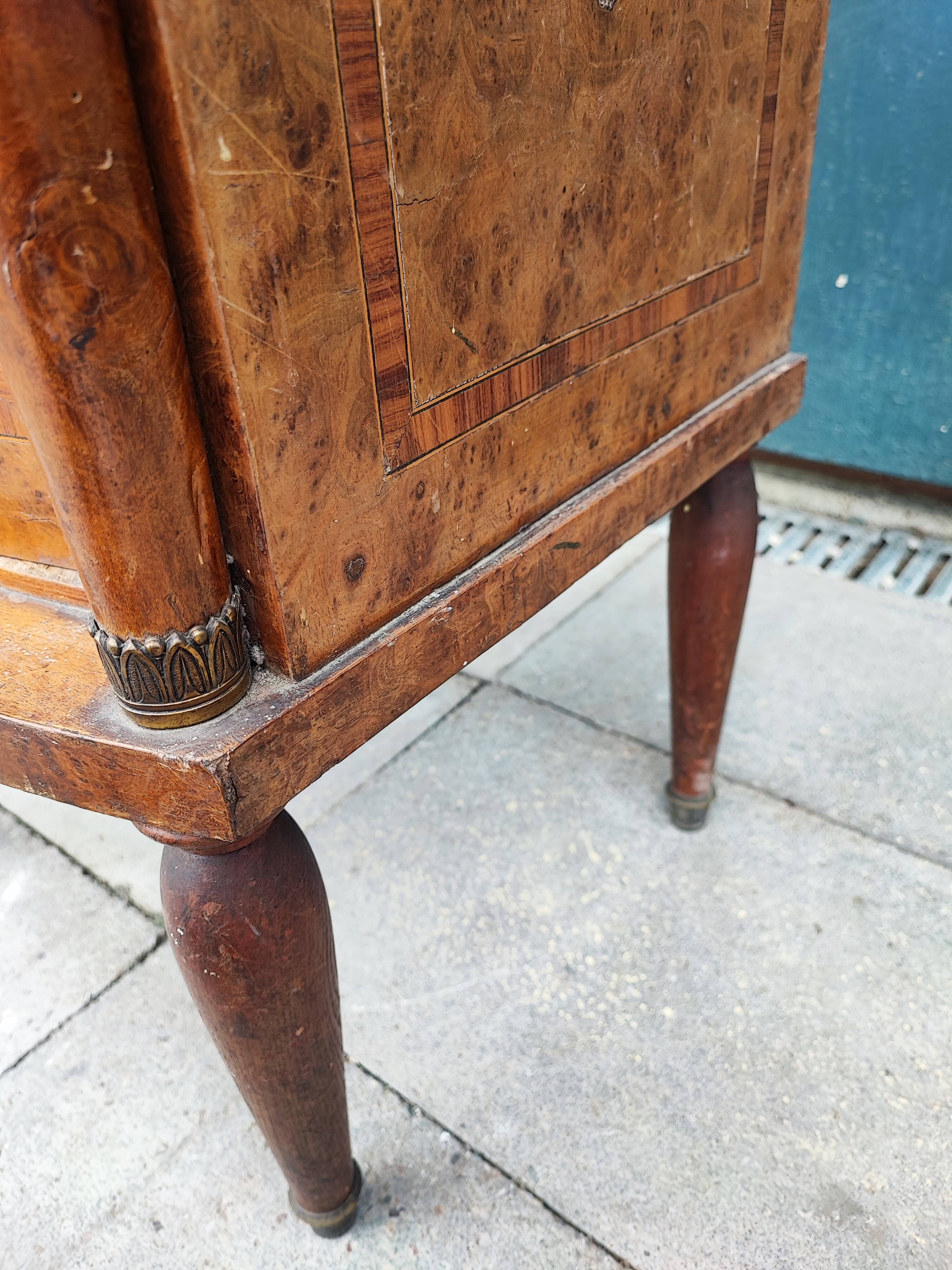 Empire style bedside table marble top