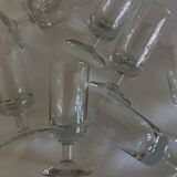 Set of 9 modernist half crystal water wine roller glasses 1960