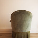 Vintage toad chair in green velvet