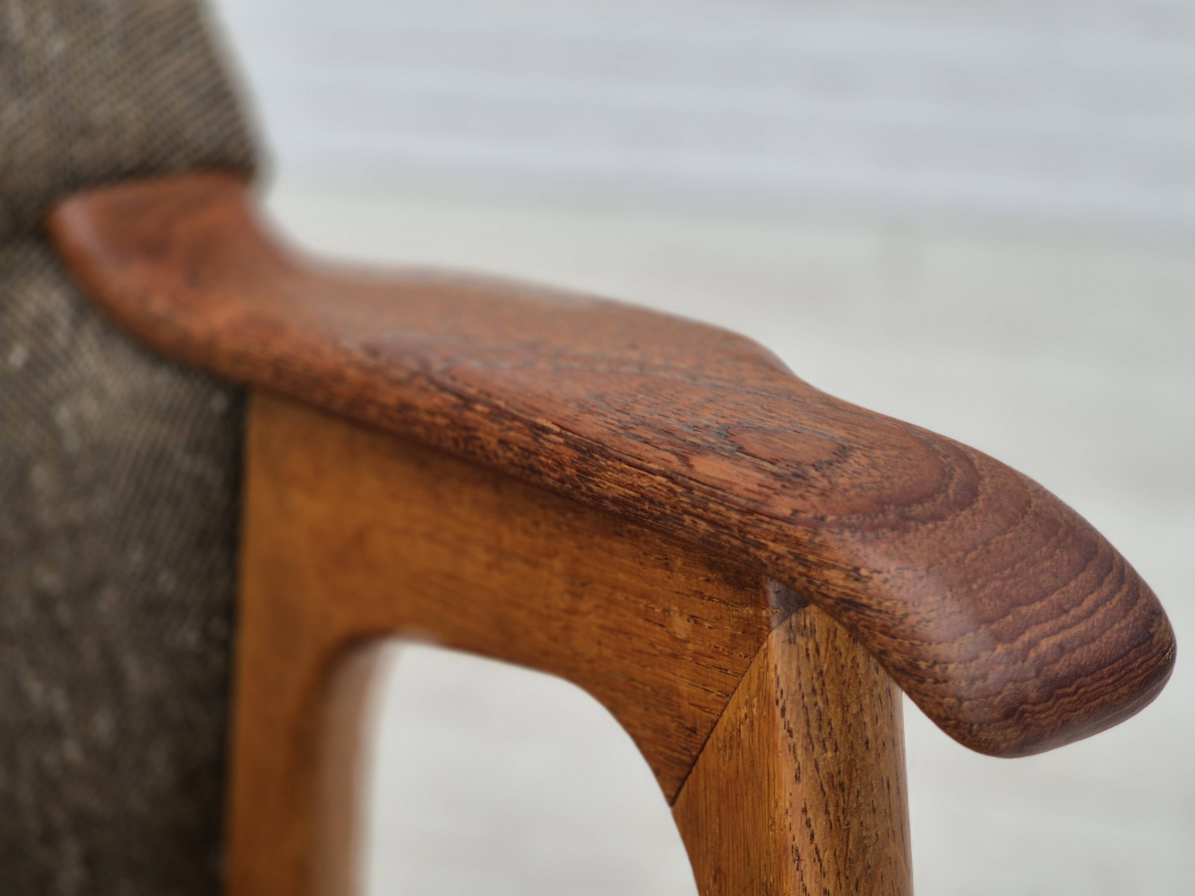 1960s, Danish armchair, furniture wool/cotton fabric, teak wood.