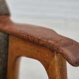 1960s, Danish armchair, furniture wool/cotton fabric, teak wood.