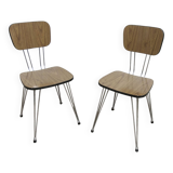 Paire de chaises Formica 1970 pieds Eiffel marron