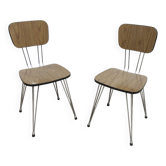 Pair of Formica 1970 brown Eiffel feet chairs