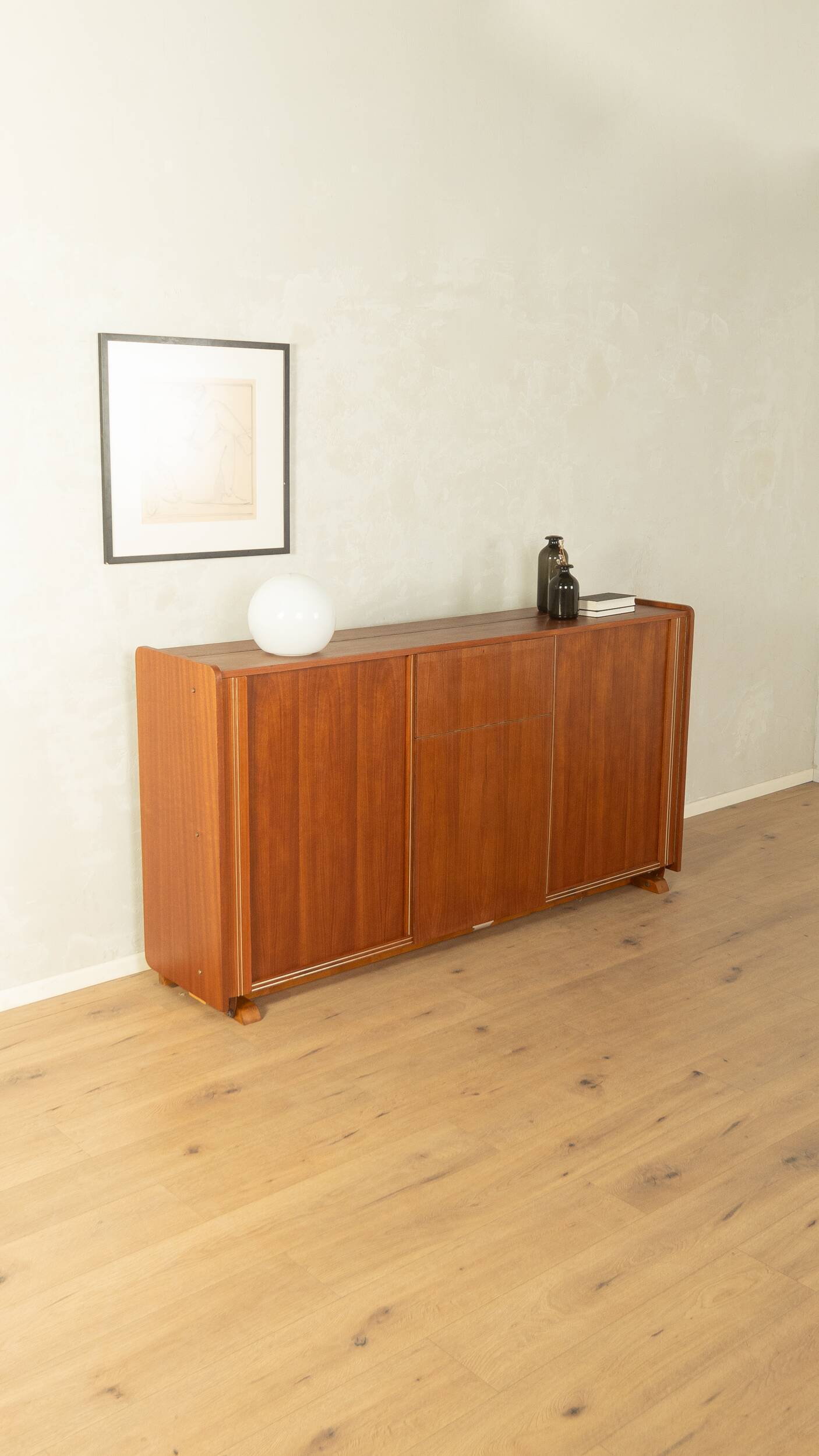 Functional folding bed from the 1960s, teak veneer