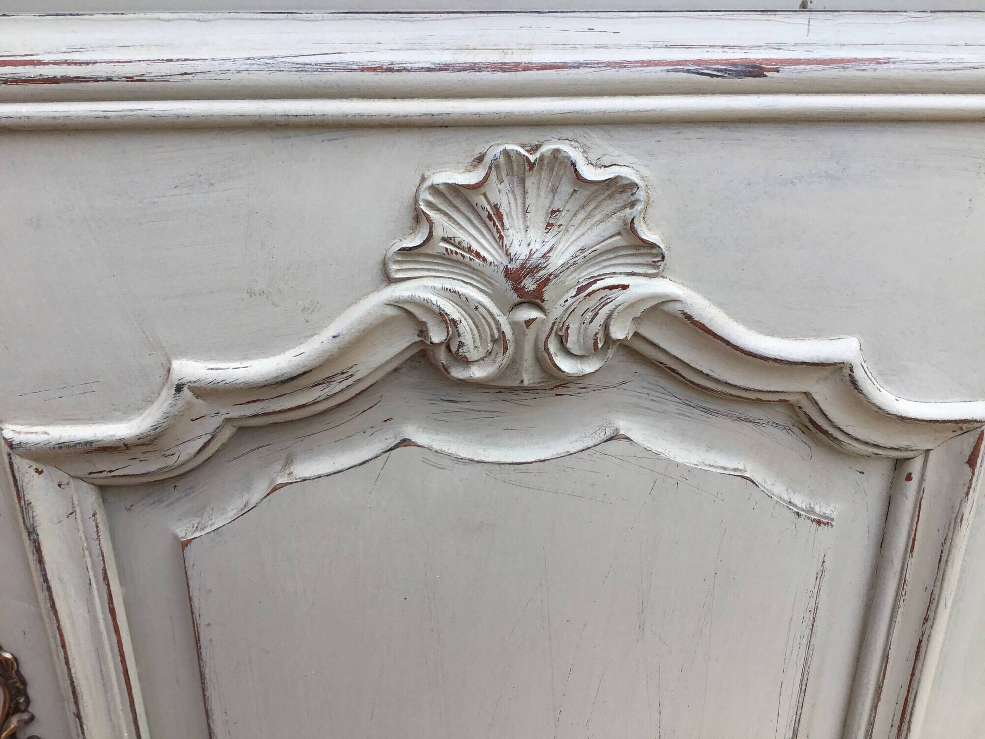 Louis XV style sideboard in cherry wood, revamped with Versailles parquet flooring
