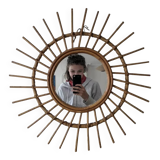 Miroir soleil en rotin vintage