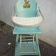 Chaise haute en bois pour bébé de 1950/1960 dans son jus