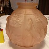 Pink ball vase in glass paste signed