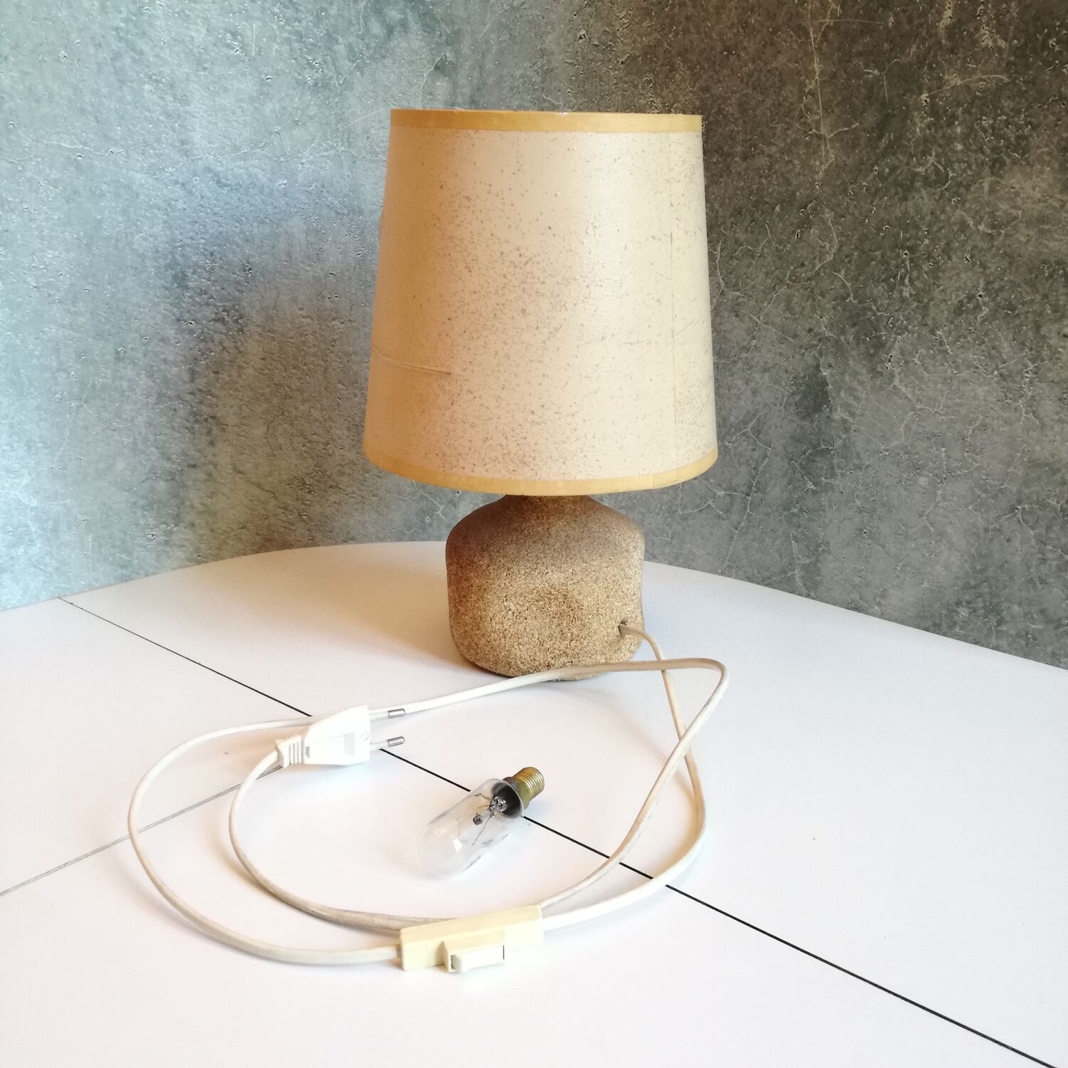 Sand-colored stone lamp