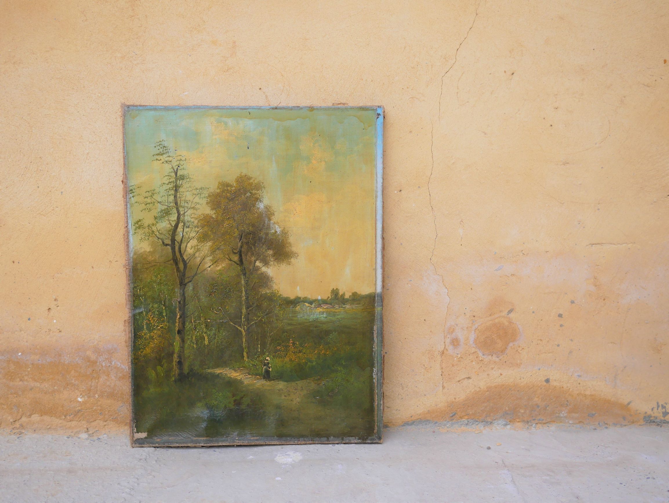 Ancient Landscape Painting, Painting on Canvas