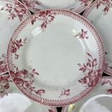 Lot of 6 plates in porcelain of Gien model Pomponnette