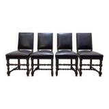 Suite de 4 chaises de style Louis XIII en cuir