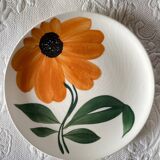 8 Assiettes à dessert Gien Fleurs peintes à la main Orange Vintage Année 70