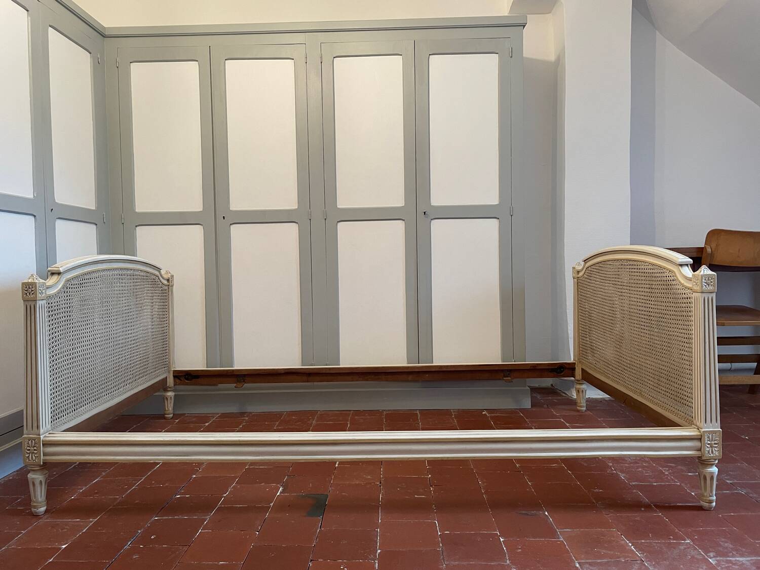 Louis XVI cane and wood bed