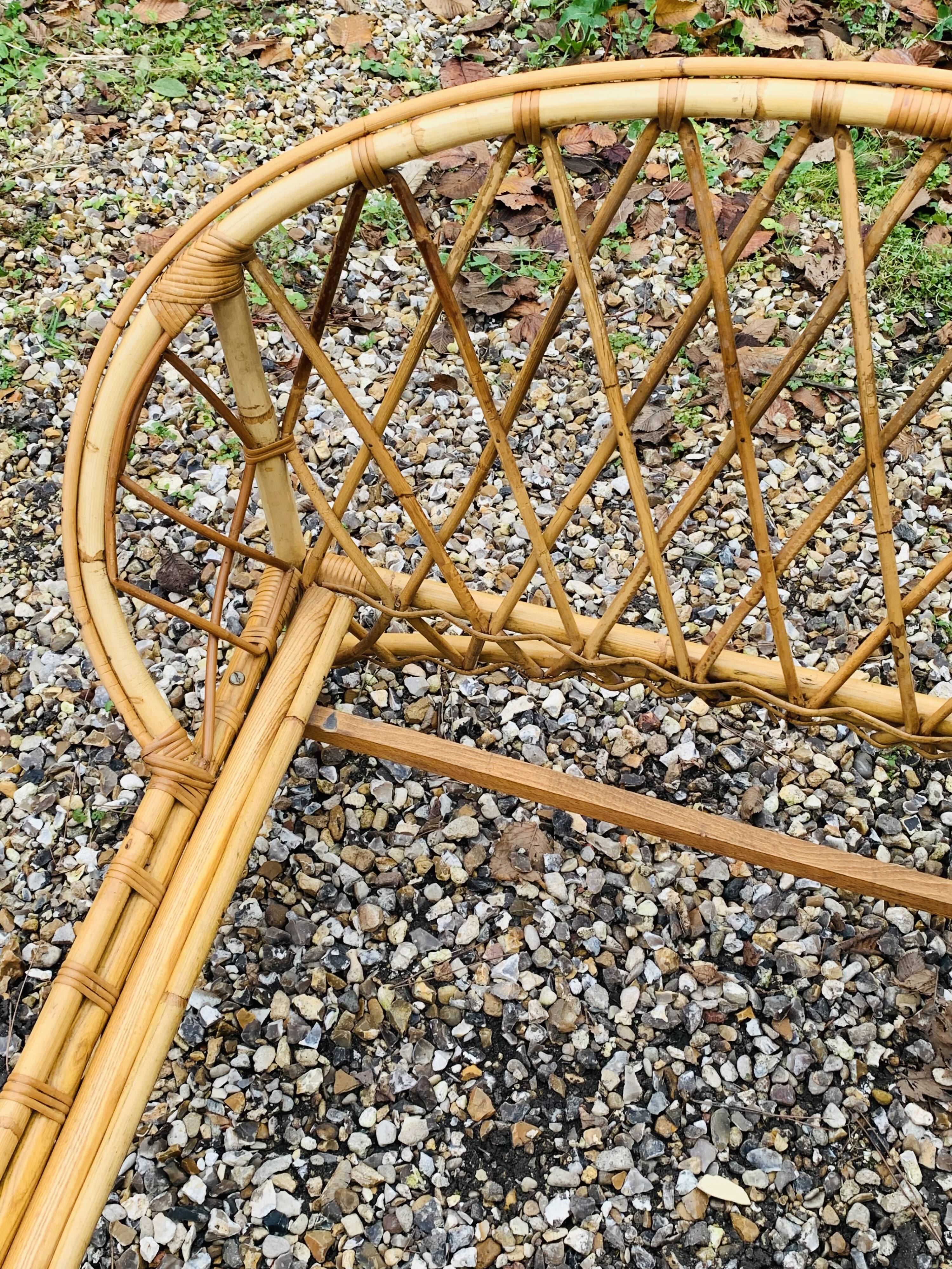 Rattan basket bed 90x190 vintage 1960