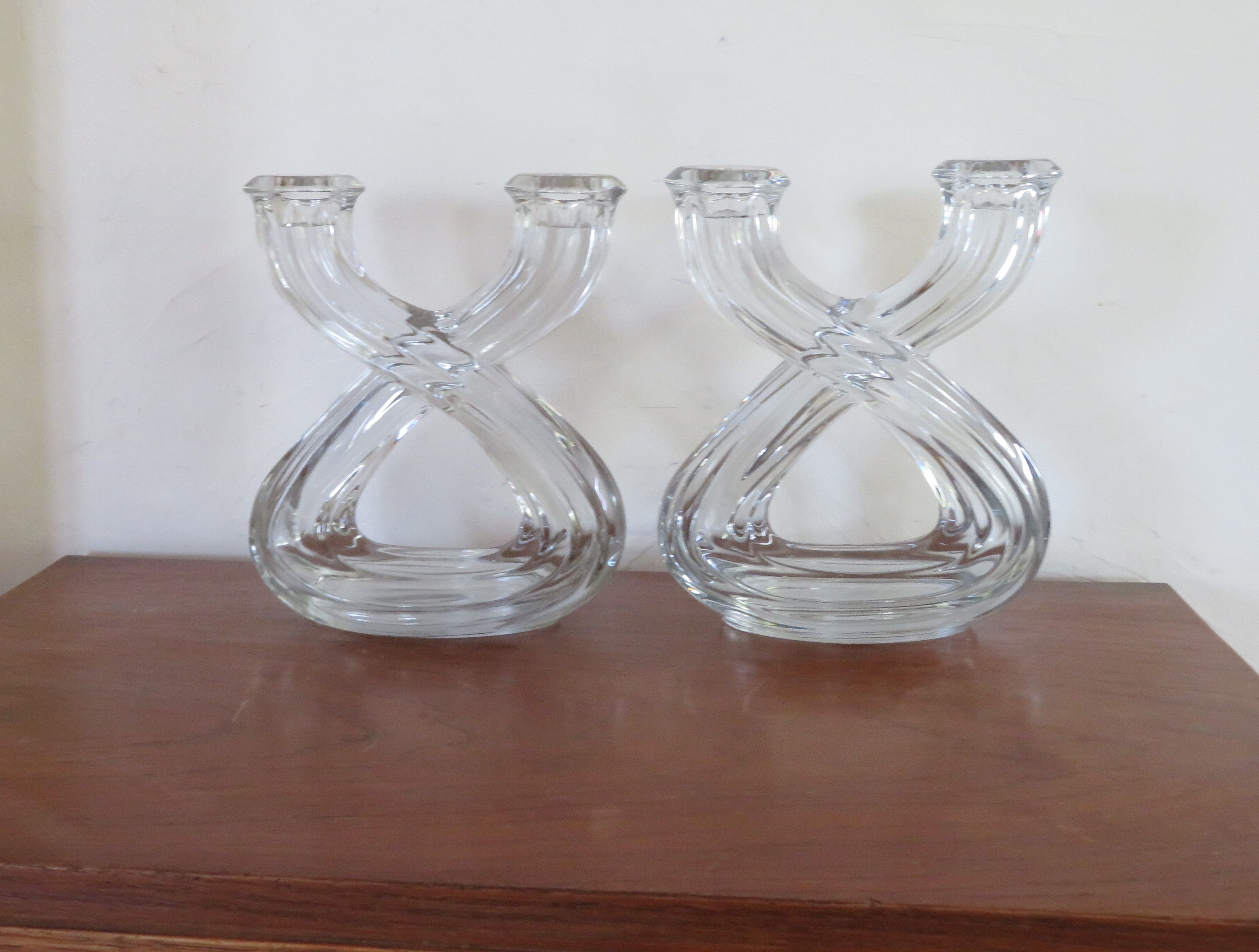 Pair of vintage crystal candlesticks