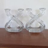 Pair of vintage crystal candlesticks