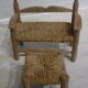 Wooden bench and stool and straw for doll