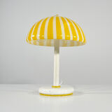 Lampe de table à rayures jaune en verre de murano par dv, 1970