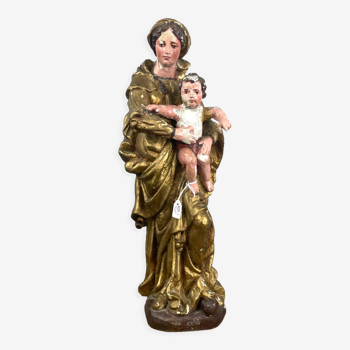 Vierge à l’enfant en bois doré