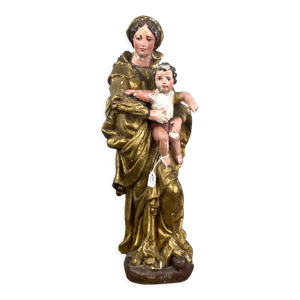 Vierge à l’enfant en bois doré