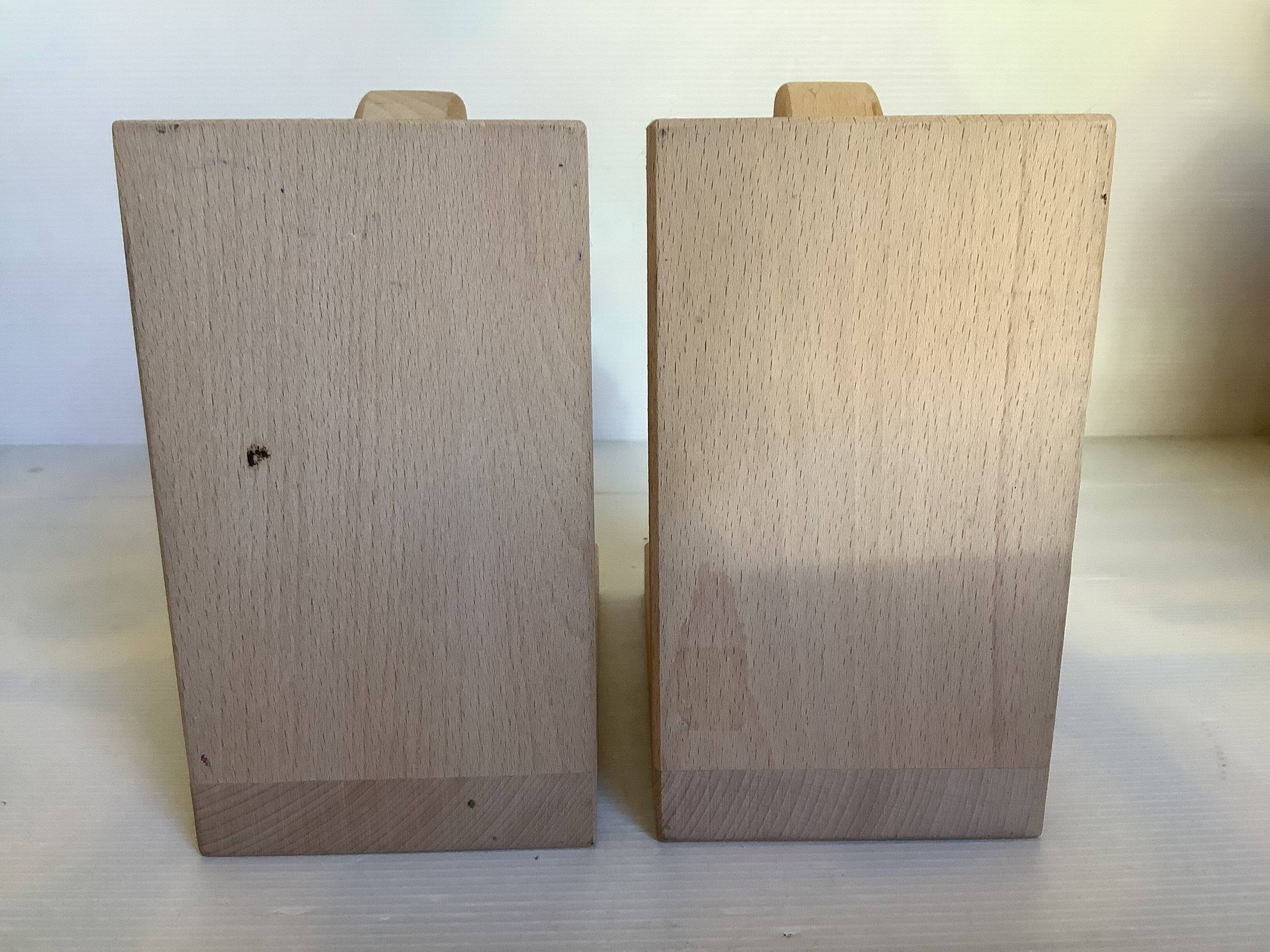 Pair of wooden hedgehog bookends